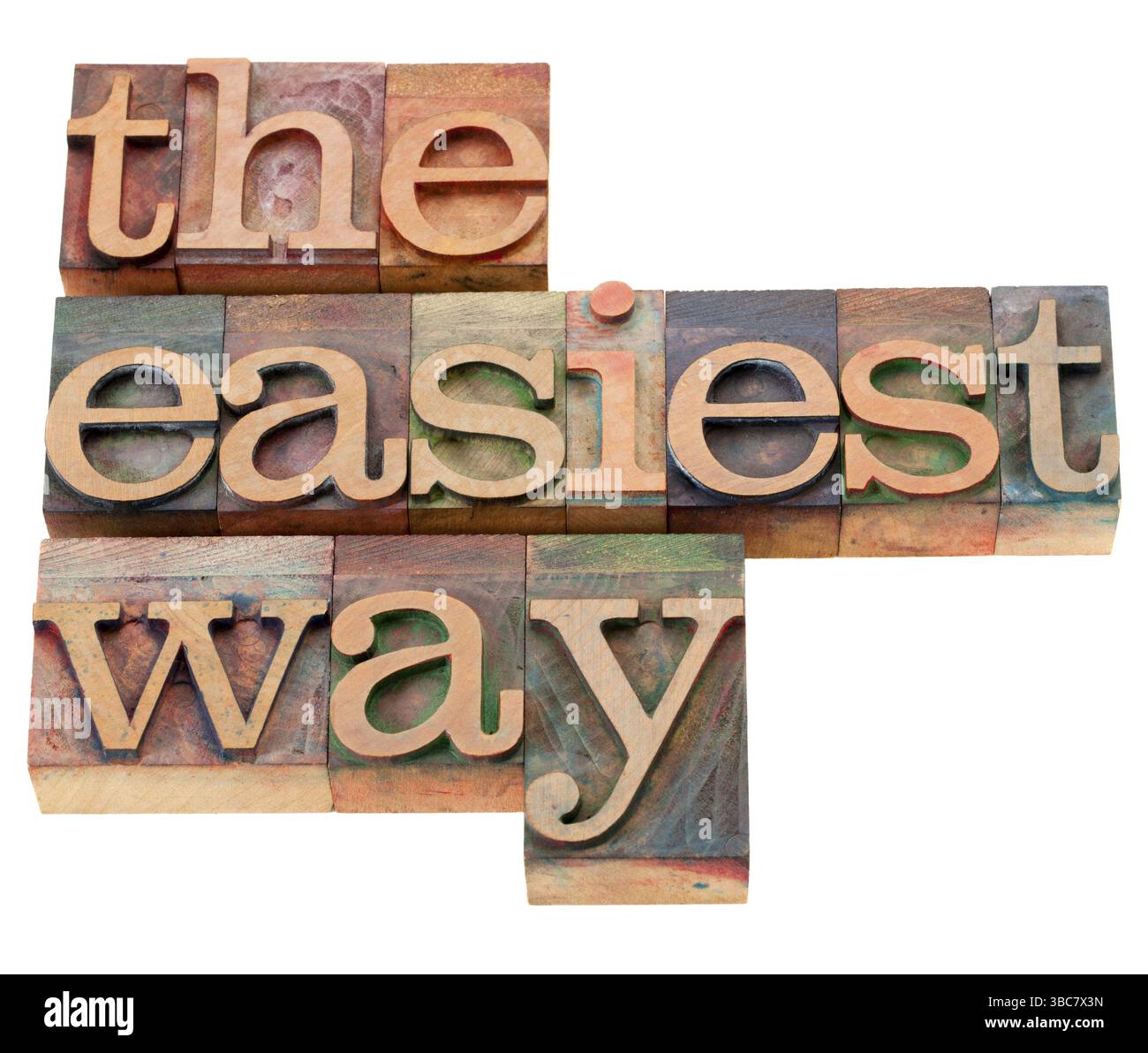 La manière la plus simple - phrase isolée dans les blocs d'impression typographique en bois vintage Banque D'Images