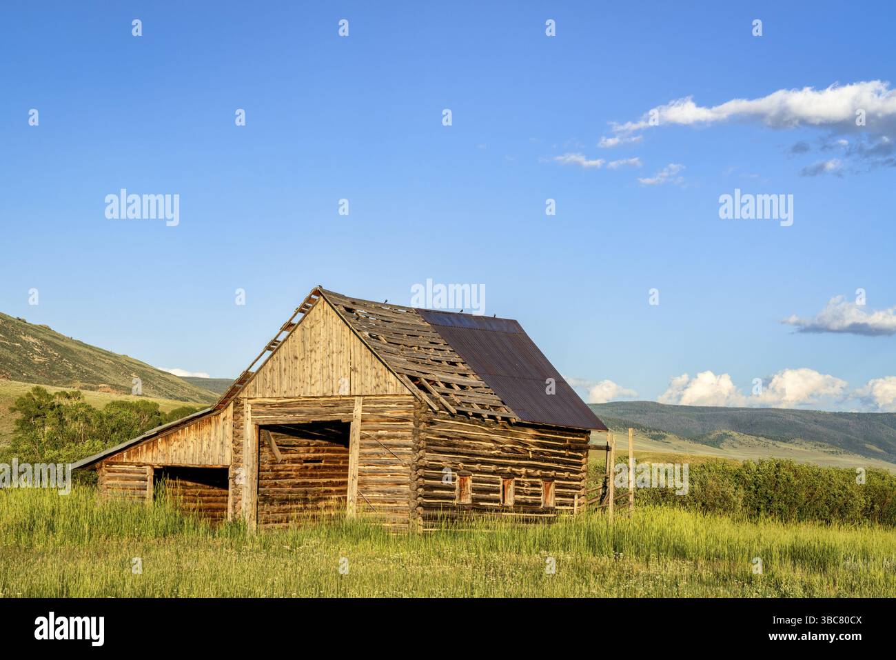 Ancienne grange rustique dans les montagnes Rocheuses du Colorado Banque D'Images