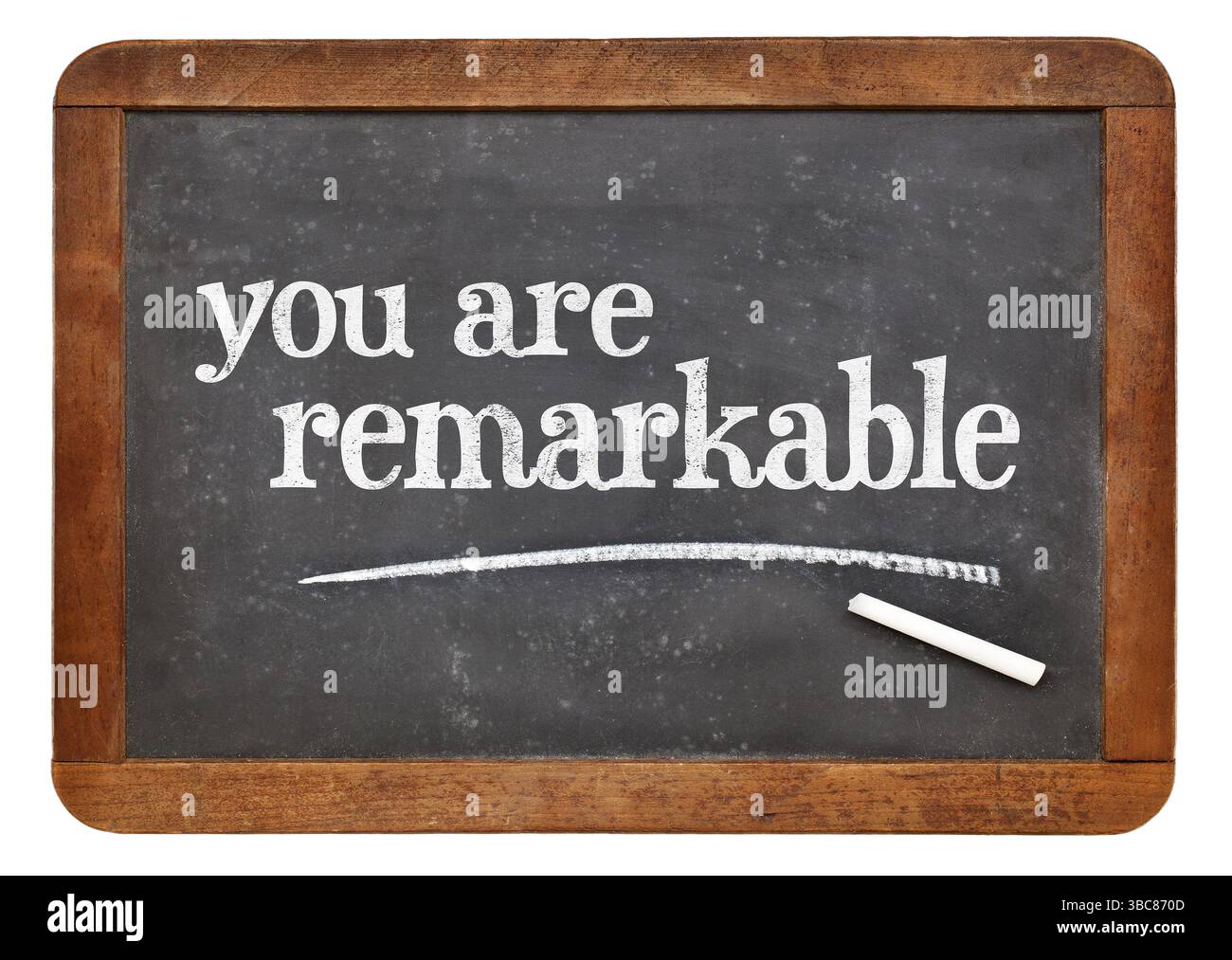 Vous êtes remarquable - mots d'affirmation positifs sur un tableau noir d'ardoise vintage Banque D'Images