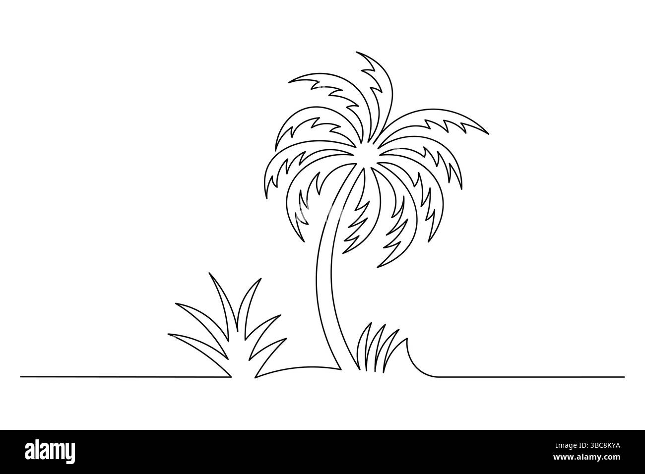 Minimaliste Palm Tree Line Art Tropical Island dessin d'ensemble pour la coloration, imprimable s & décor. vecteur Illustration de Vecteur