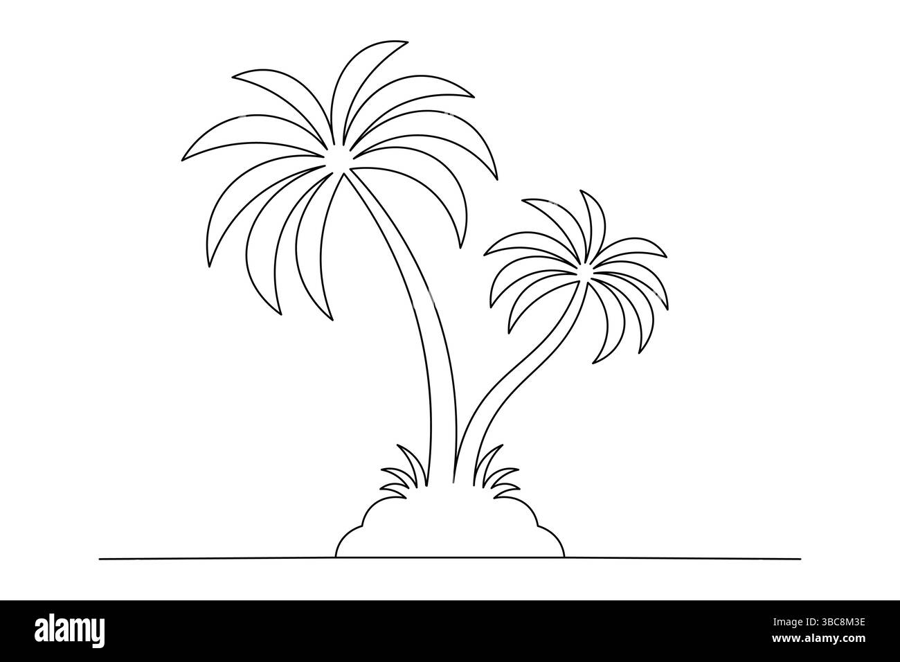 Minimaliste Palm Tree Line Art Tropical Island dessin d'ensemble pour la coloration, imprimable s & décor. vecteur Illustration de Vecteur