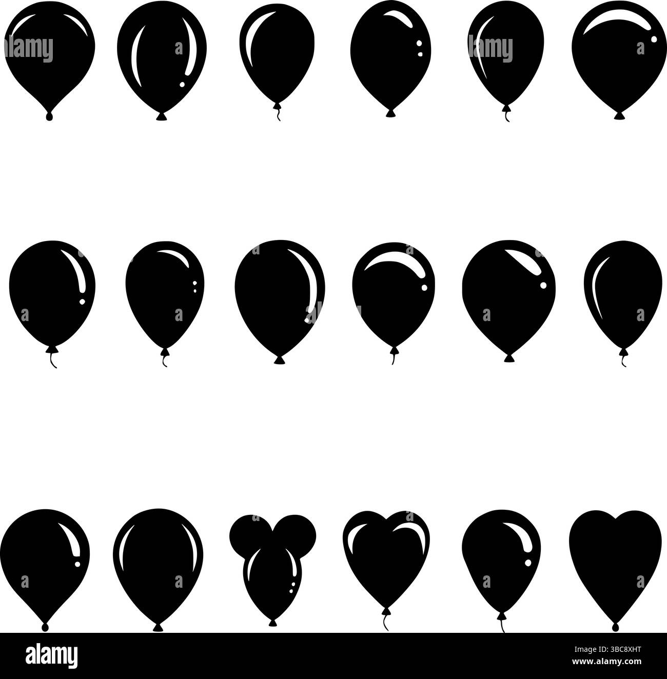 Balloon Silhouette Bundles - décorations de fête, formes. Illustration de Vecteur