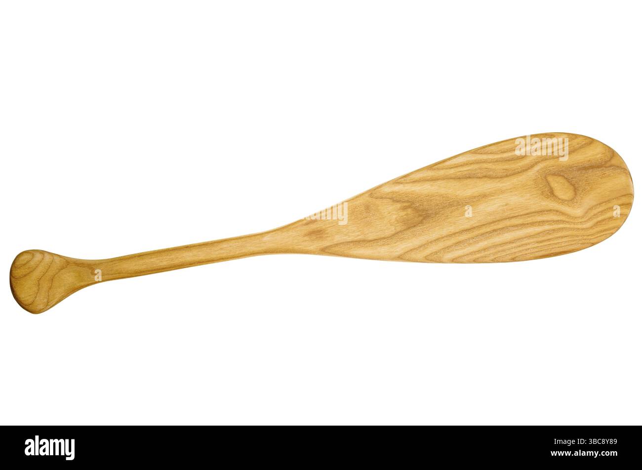 Petite pagaie de canoë en bois (décoration) isolée sur blanc Banque D'Images