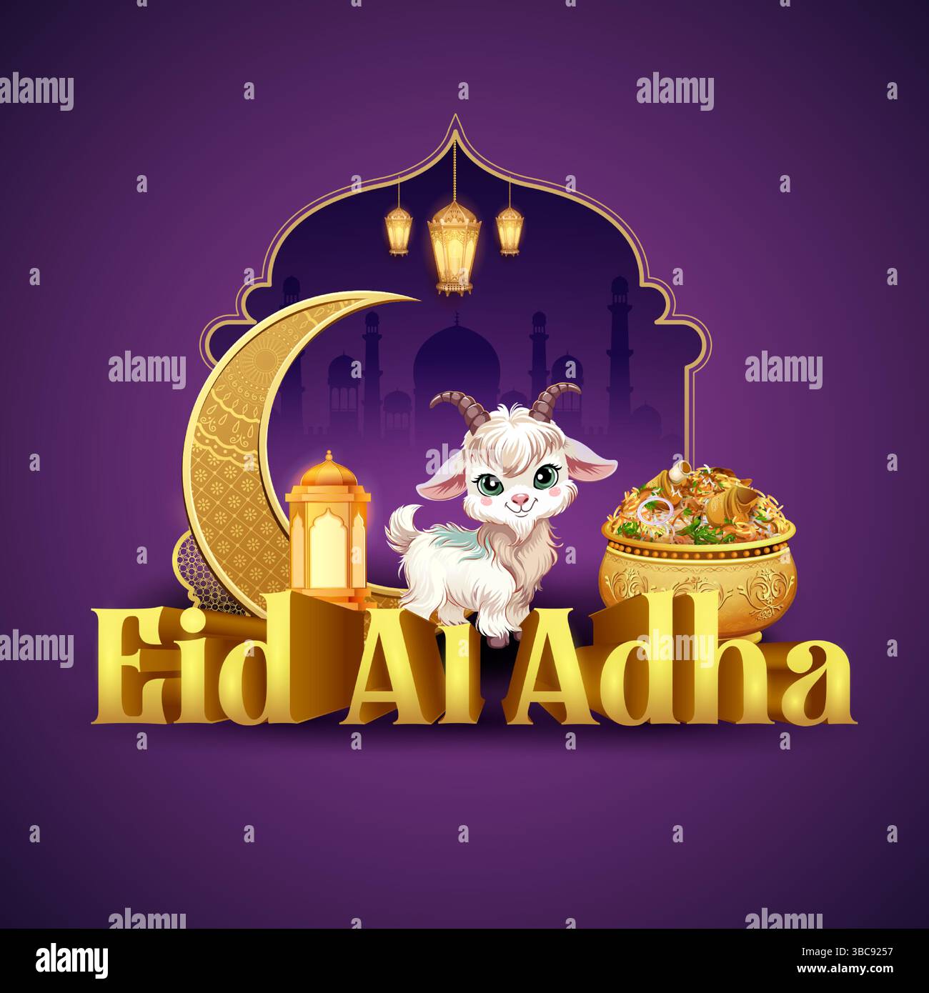 Moutons souhaitant Eid ul Adha heureux Bakra ID fête sainte de l'Islam musulman Illustration de Vecteur