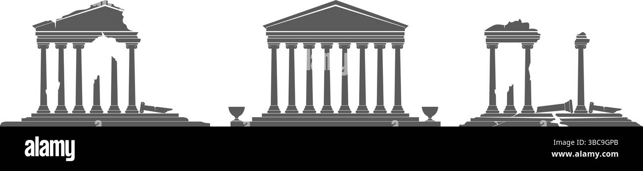 Ensemble de temple grec ancien Illustration de Vecteur