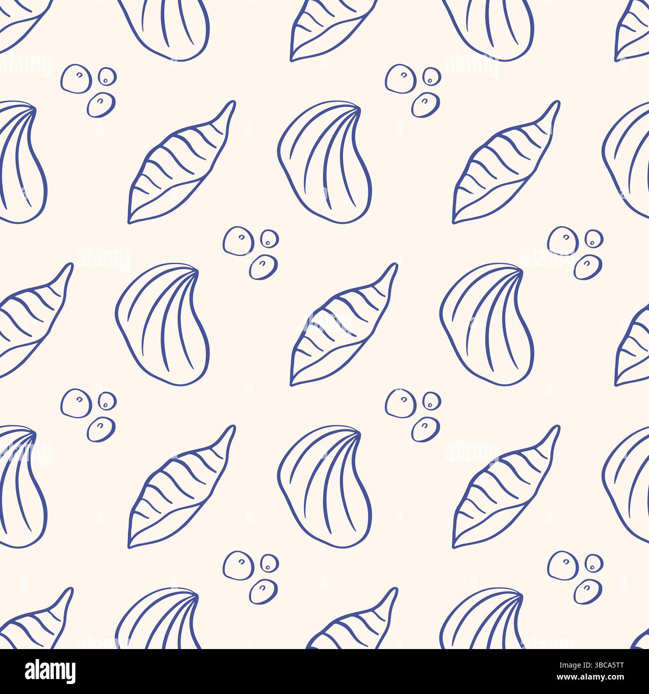 Motif de coquillages dessiné à la main Illustration de Vecteur