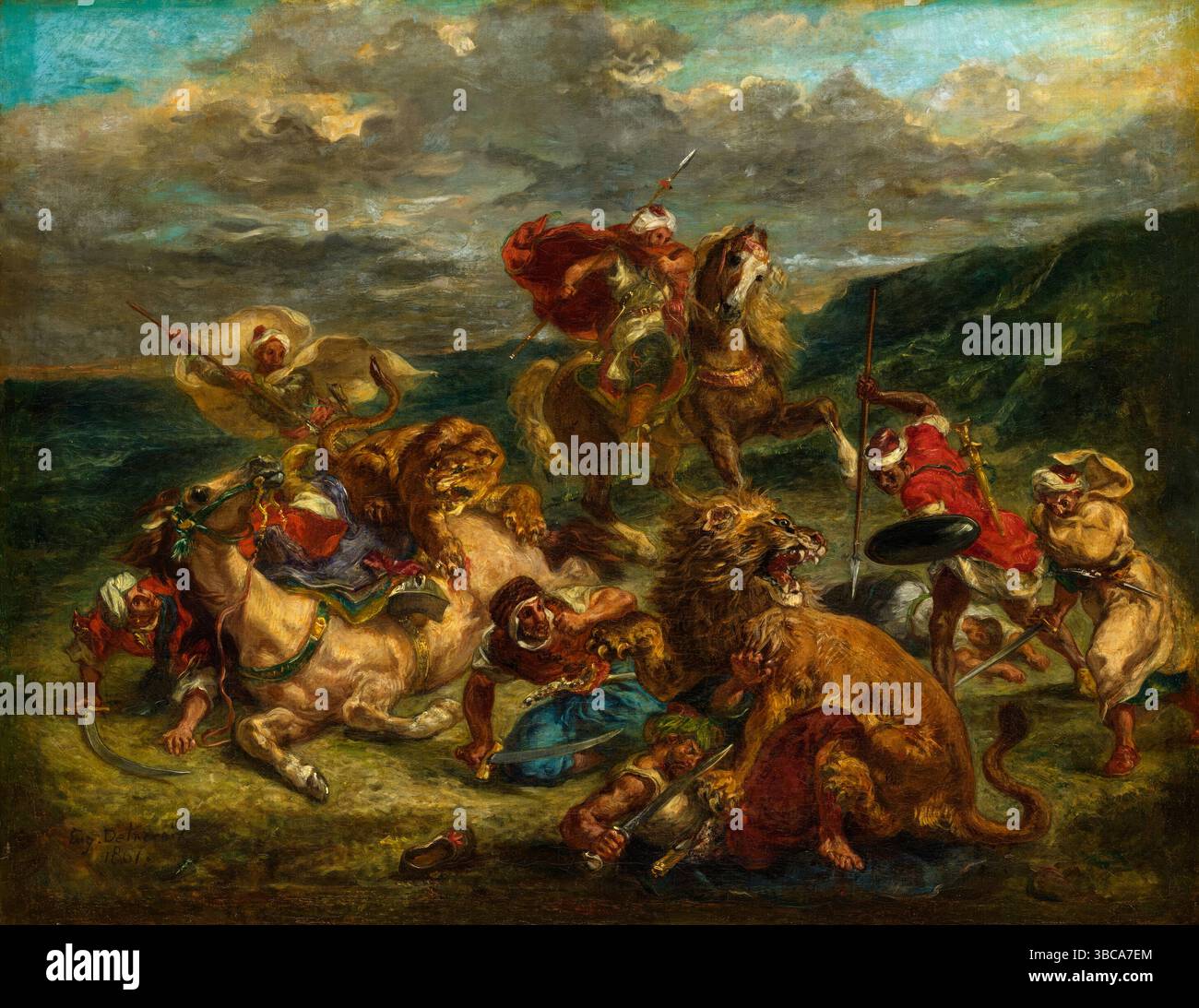 Chasse au lion. Eugène Delacroix. 1860-61. Banque D'Images