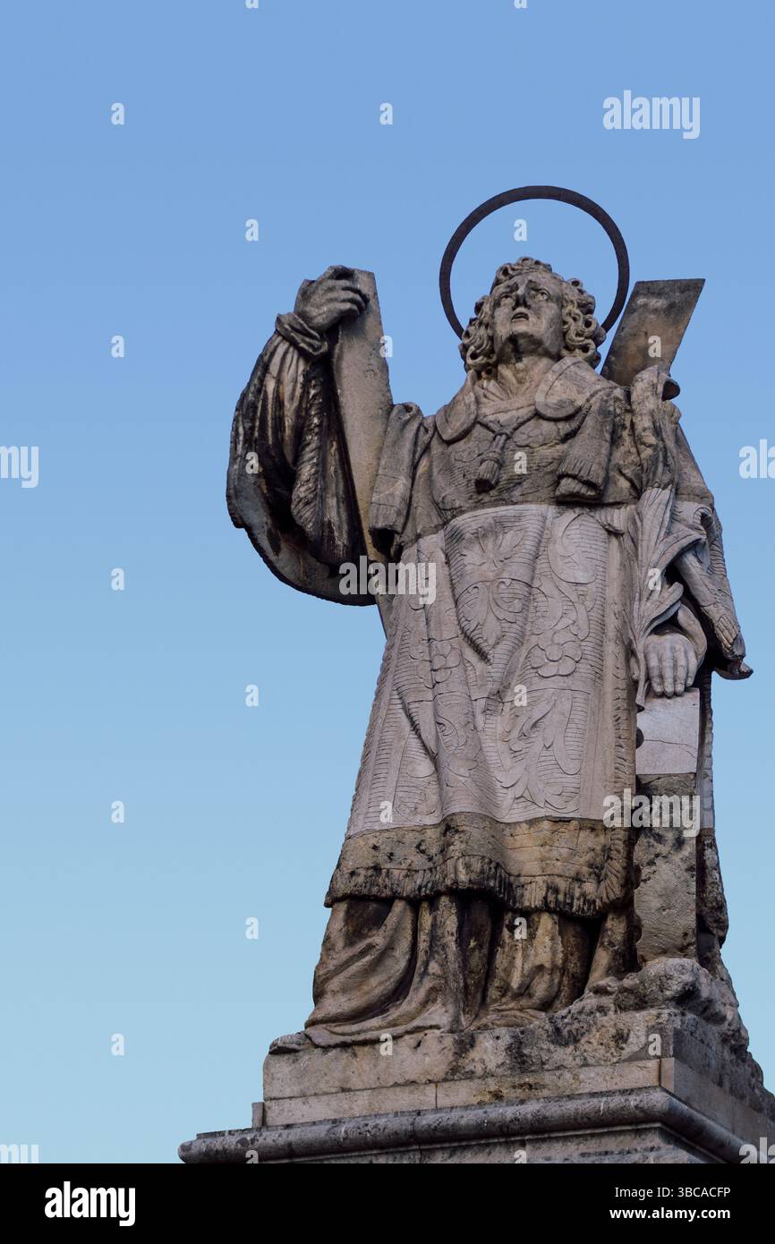 Sculpture de Saint Vincent le Martyr, saint patron de la ville de Valence. Martyr de l'Occident et la route de pèlerinage la plus importante d'Europe. Banque D'Images