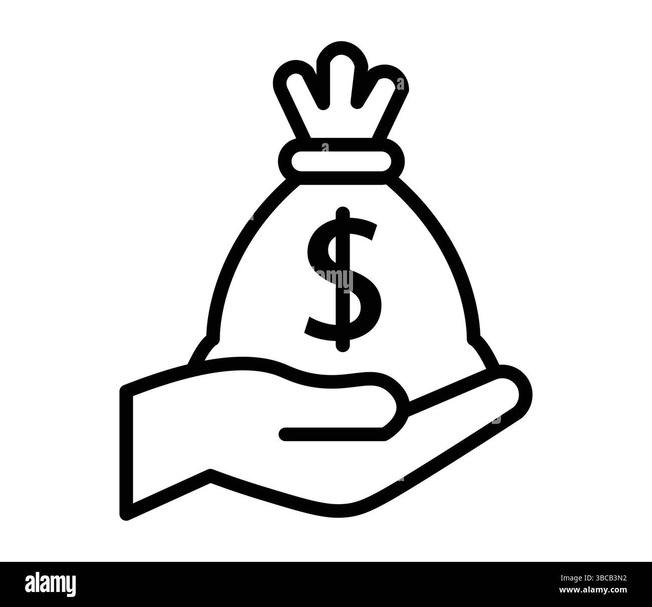 Main tenant une icône de sac d'argent réussite financière et représentation de patrimoine Illustration de Vecteur