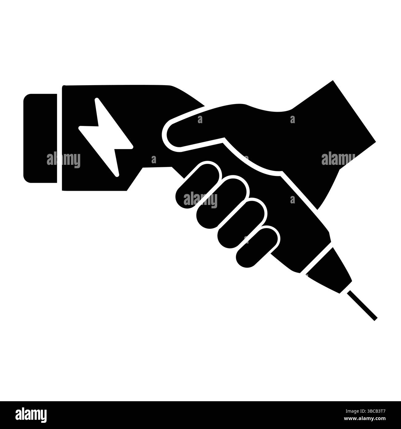 Icône de voiture électrique de chargeur de main. Voiture électrique avec symbole d'icône de prise, voiture EV, logotype de point de charge de véhicules hybrides verts, Illustration de Vecteur