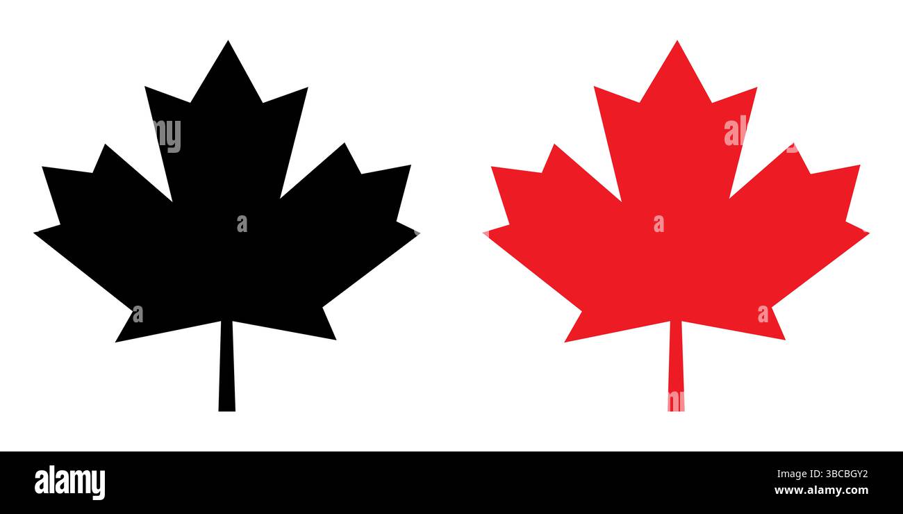 Icône drapeau feuille du Canada design simple Banque D'Images