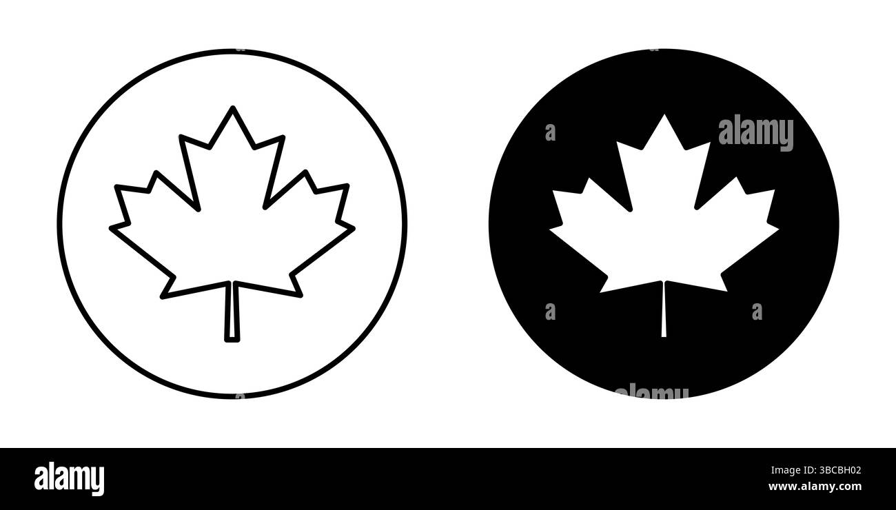 Icône drapeau feuille du Canada design simple Banque D'Images
