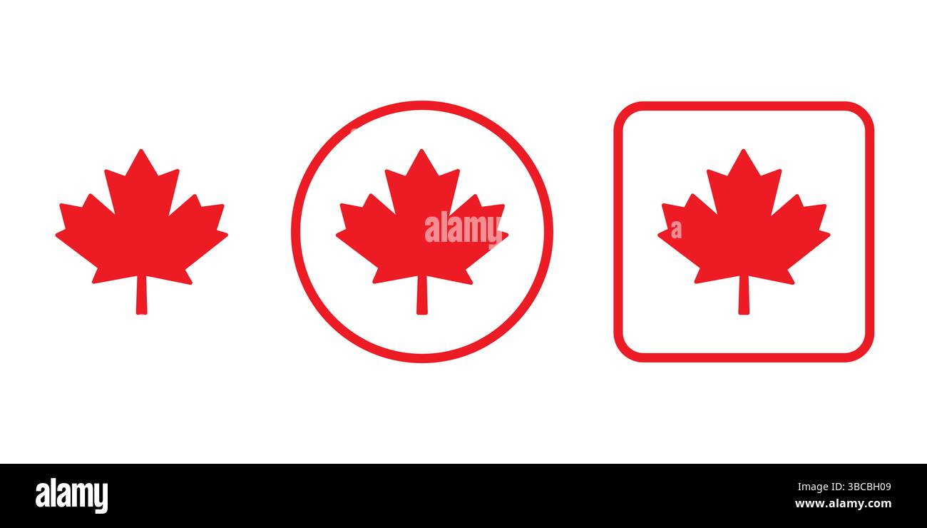 Icône drapeau feuille du Canada design simple Banque D'Images