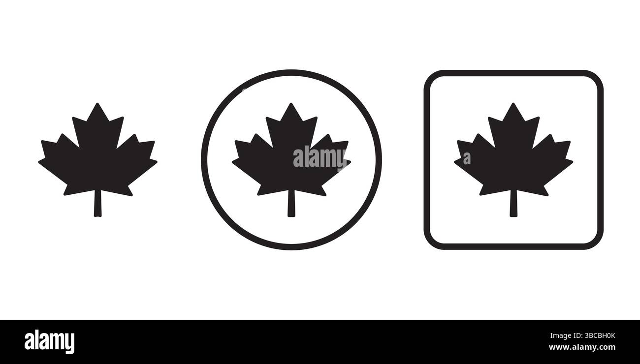 Icône drapeau feuille du Canada design simple Banque D'Images