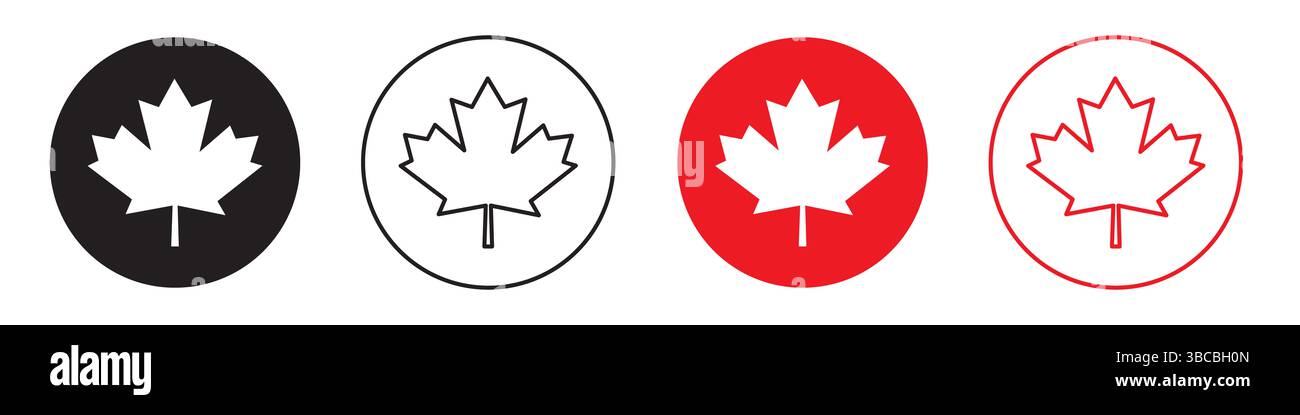 Icône drapeau feuille du Canada design simple Banque D'Images