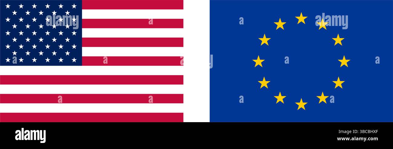 Icônes de drapeau de l'Union des États-Unis et de l'Europe Illustration de Vecteur