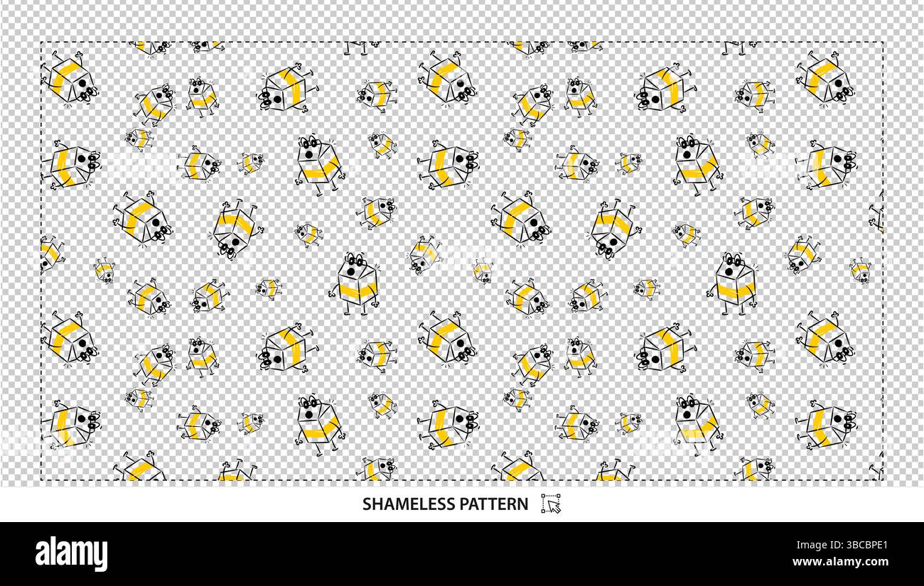 Drôle de dessin animé Bumble Bees Seamless Pattern avec des rayures jaunes et noires pour les dessins d'enfants Illustration de Vecteur Drôle de dessin animé Bumble Bees Seamless Pattern avec des rayures jaunes et noires pour les dessins d'enfants Illustration de Vecteur