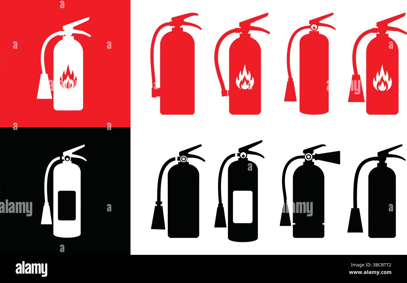 Ensemble vectoriel d'équipement de sécurité d'extincteur Illustration de Vecteur
