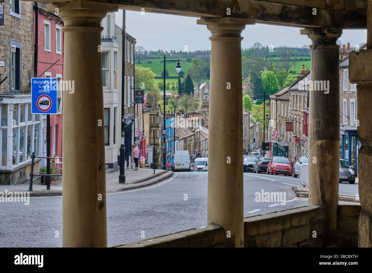 La Banque, vue du Buttermarket, Market place, Barnard Castle, comté de Durham Banque D'Images