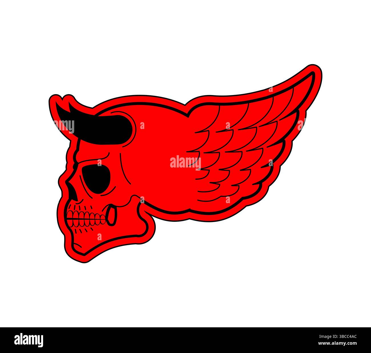 Crâne avec cornes et ailes. Symbole des démons et Satan Illustration de Vecteur
