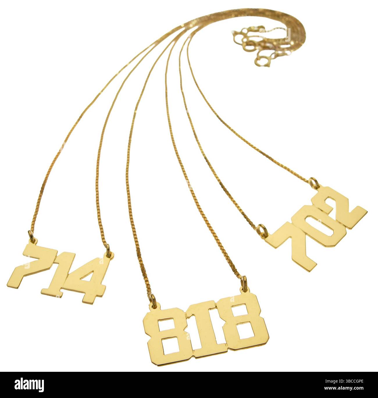 groupe colliers code zone photographié sur un fond blanc Banque D'Images