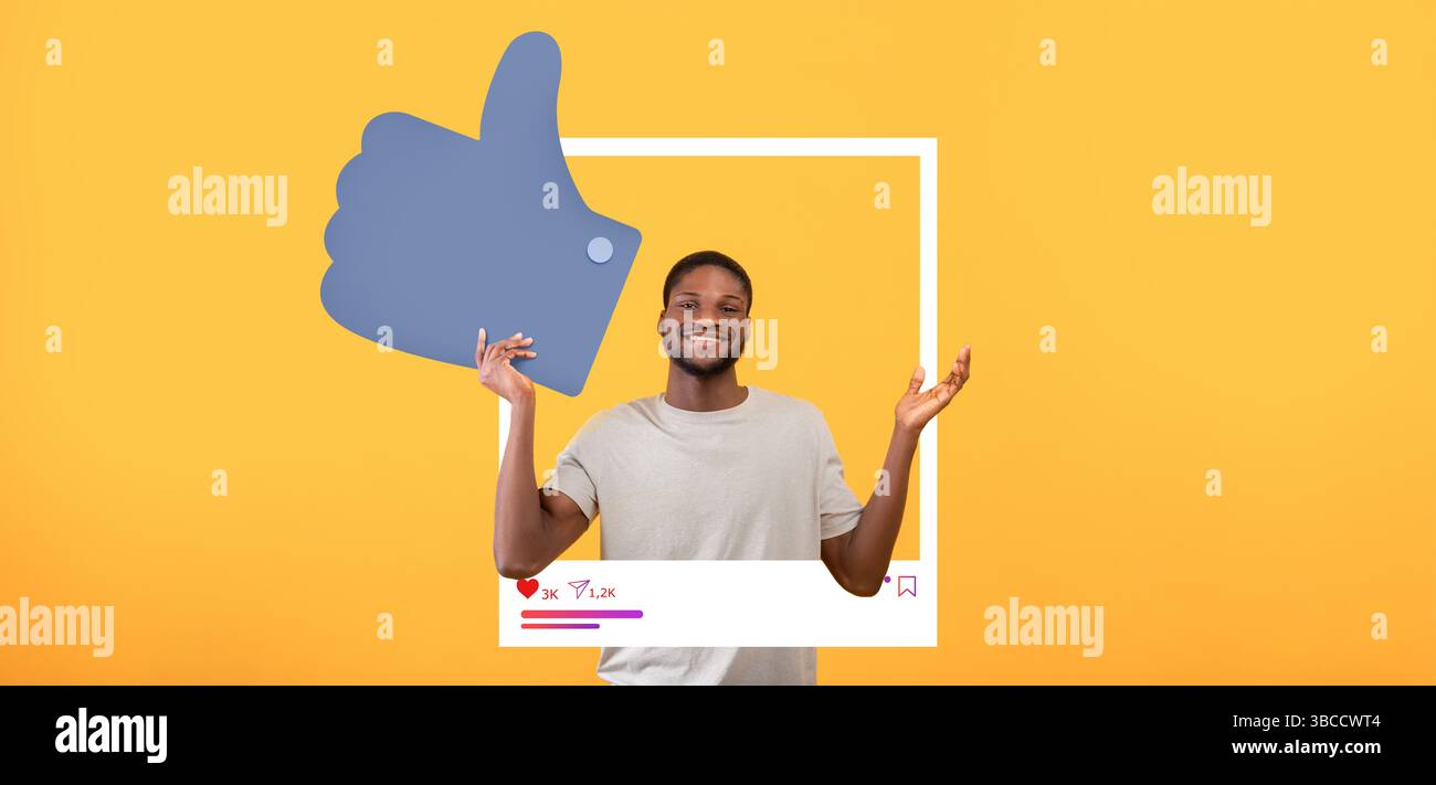 Créer du contenu attrayant pour les médias sociaux avec un influenceur joyeux Banque D'Images