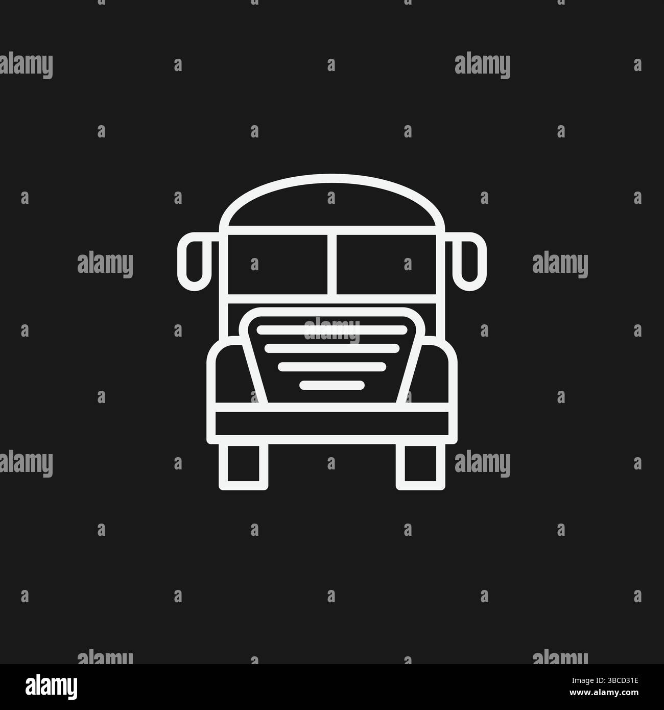 Vecteur d'icône de bus scolaire minimaliste illustration de contour simple du graphique de véhicule éducatif de vue de face Illustration de Vecteur