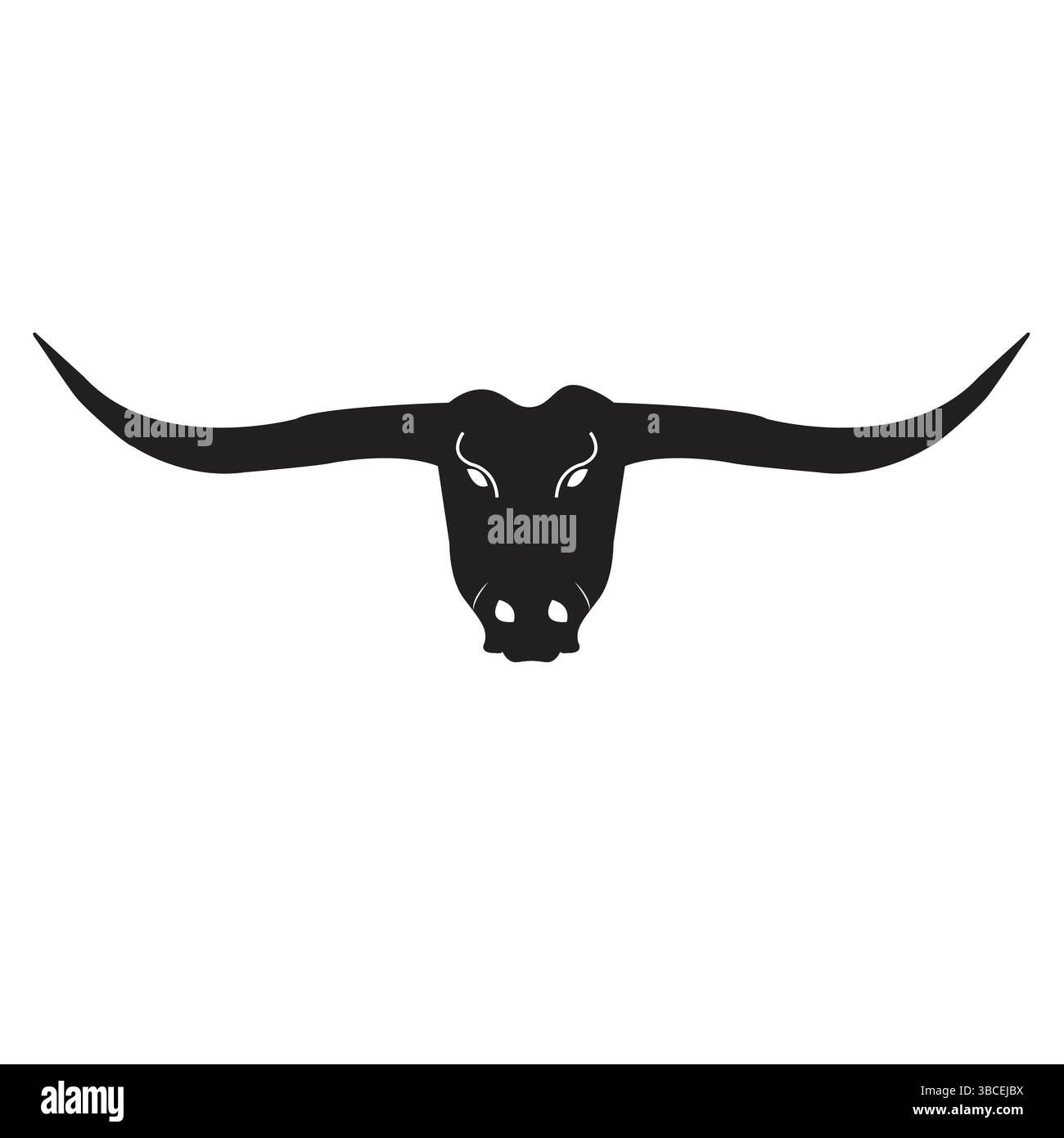 Minimalist Longhorn Skull Line Art | Western Texas Horns dessin Bull silhouette logo minimal Illustration de Vecteur