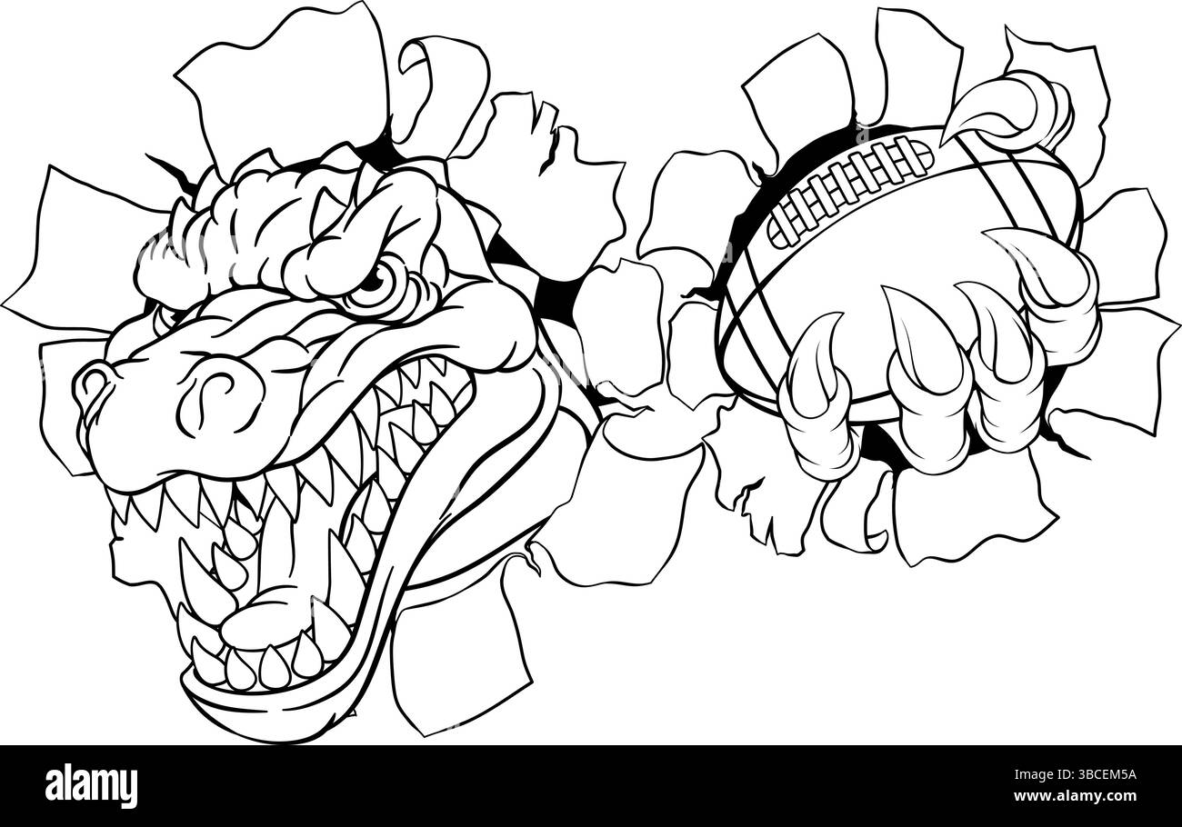 Crocodile Dinosaur Alligator football Mascot Sport Illustration de Vecteur