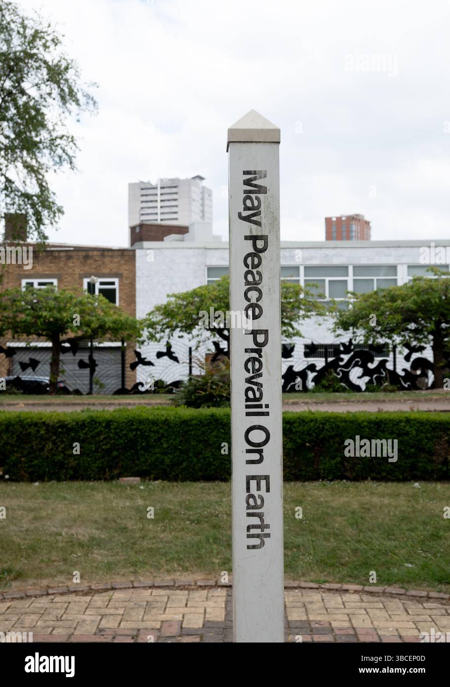 Panneau Peace Garden, Bath Row, Birmingham, West Midlands, Angleterre, ROYAUME-UNI Banque D'Images