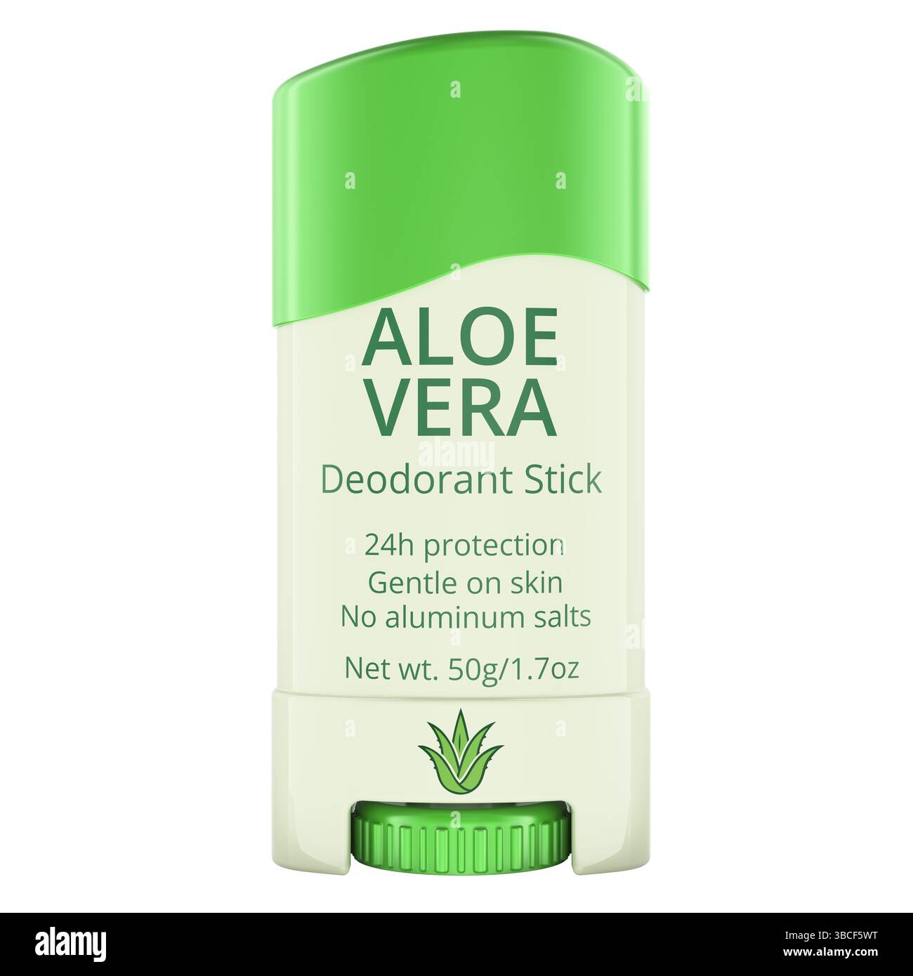 Bâton déodorant, Aloe Vera. Rendu 3D isolé sur fond blanc Banque D'Images