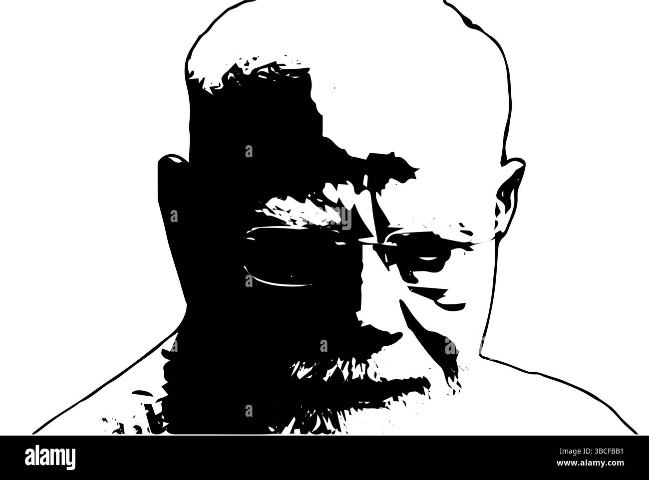 portrait d'affiche artistique modi noir et blanc Illustration de Vecteur