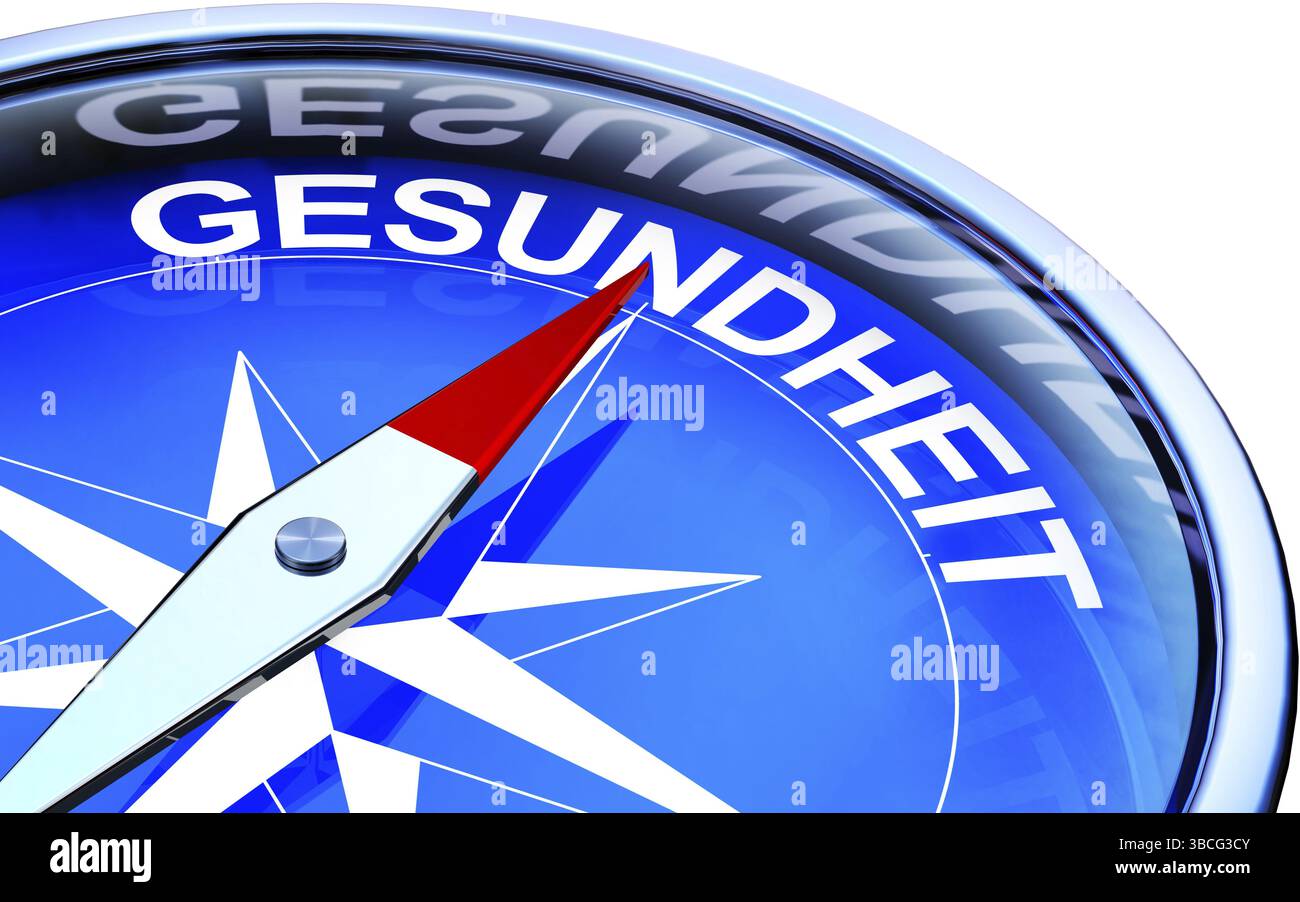 Boussole avec une icône allemande pour la santé Banque D'Images