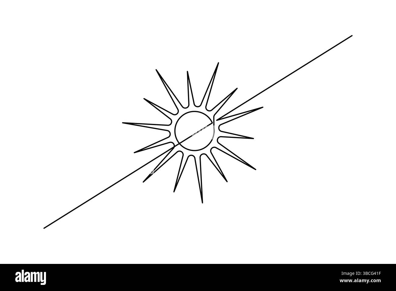 Coucher de soleil et nuage dessin continu d'une ligne de conception vectorielle de contour minimaliste Illustration de Vecteur