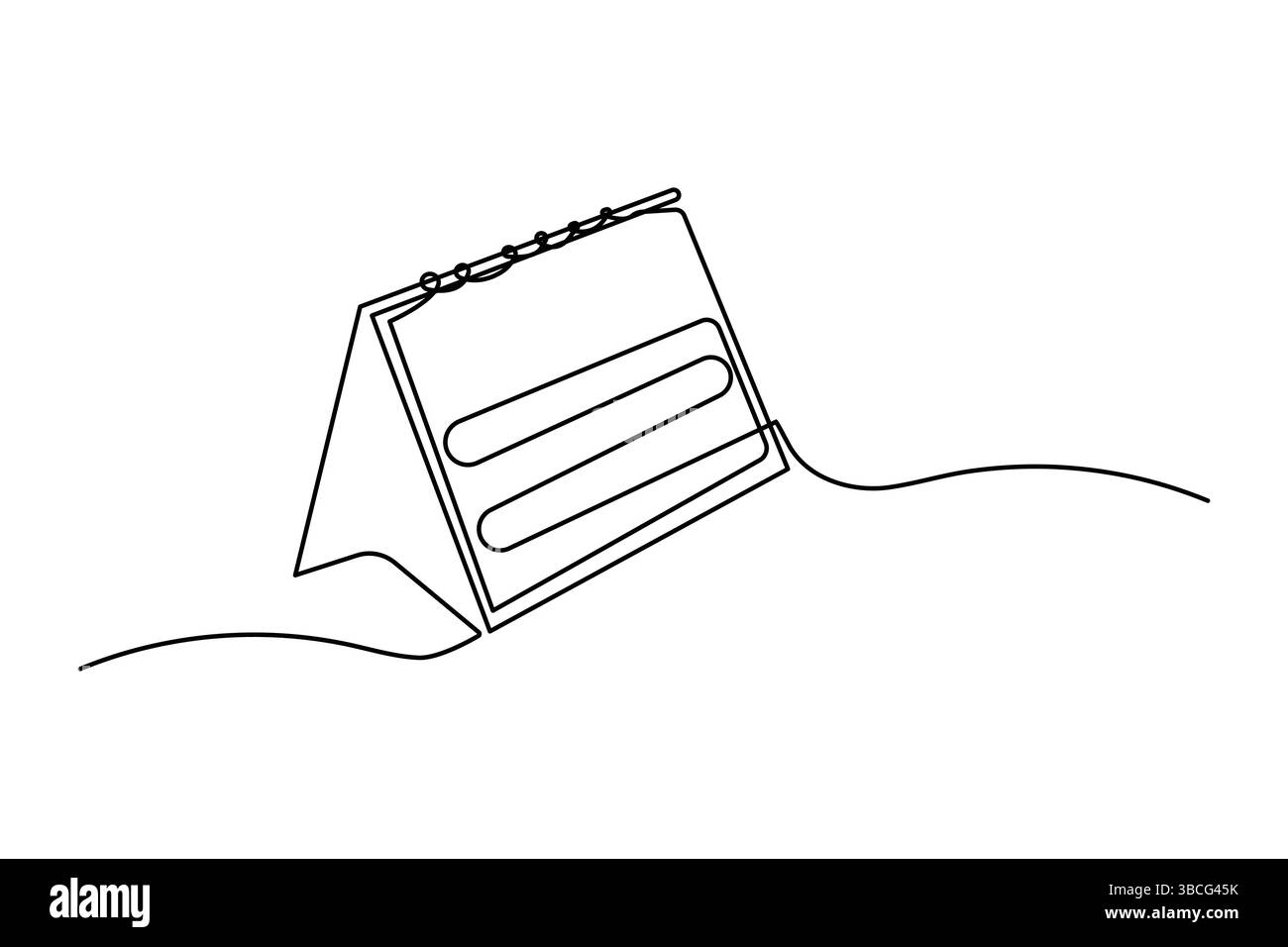 Dessin continu d'une ligne de dessin de l'icône de vecteur de calendrier de table Illustration de Vecteur