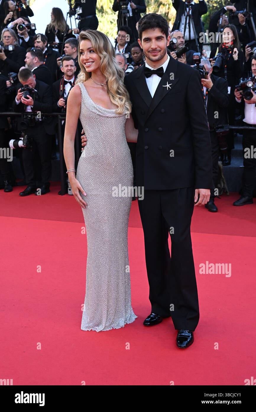 Flavy Barla (à gauche) et Esteban Ocon assistent à la première de vie privée au 78e Festival de Cannes, France. Date de la photo : mardi 20 mai 2025. Banque D'Images