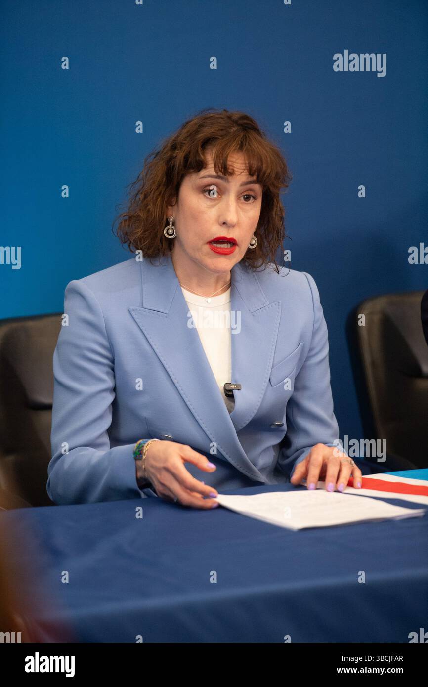 Londres, Royaume-Uni. 19 mai 2025. Victoria Atkins - Secrétaire d'État fantôme à l'environnement, à l'alimentation et aux Affaires rurales du Royaume-Uni s'exprime lors d'une conférence de presse sur Banque D'Images