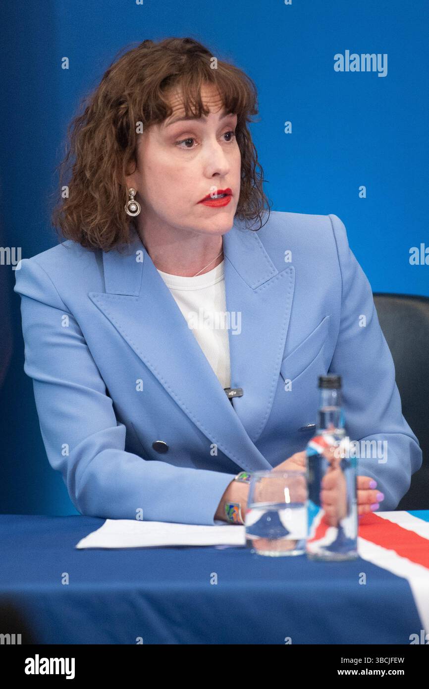 Londres, Royaume-Uni. 19 mai 2025. Victoria Atkins - Secrétaire d'État fantôme à l'environnement, à l'alimentation et aux Affaires rurales du Royaume-Uni s'exprime lors d'une conférence de presse sur Banque D'Images