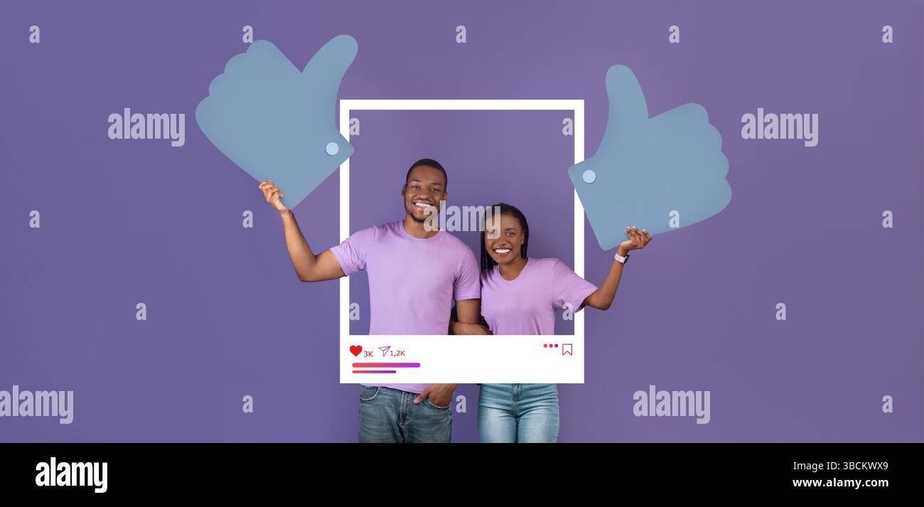 Les influenceurs des médias sociaux qui engagent célèbrent ensemble la création de contenu positif Banque D'Images