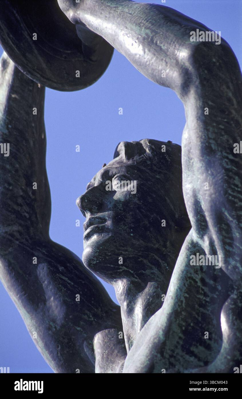 Statue de Discobolos, Athènes, Attique, lanceur de disques, Grèce, Europe Banque D'Images
