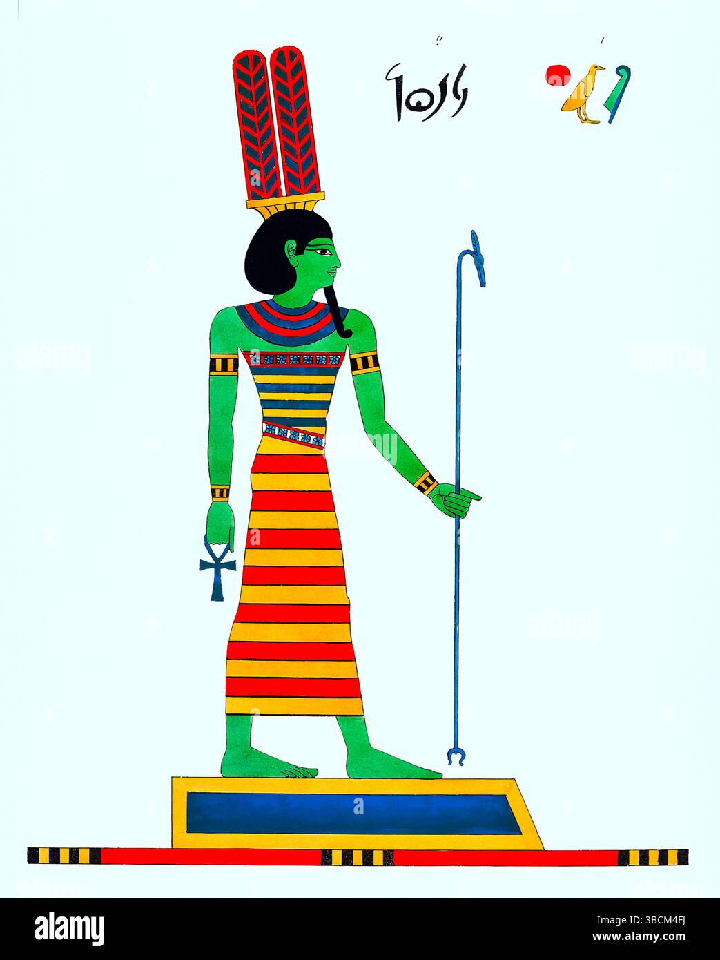 Illustration antique d'Amon, l'ancien Dieu égyptien de la création et du vent, du Panthéon égyptien (1823) par Léon Jean Joseph Dubois. Domaine public i Banque D'Images