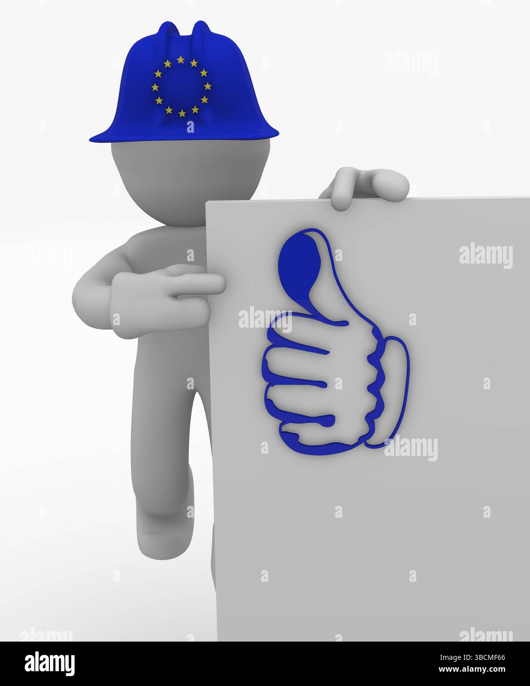 Travailleur de la construction européenne avec un thumb up sign Banque D'Images