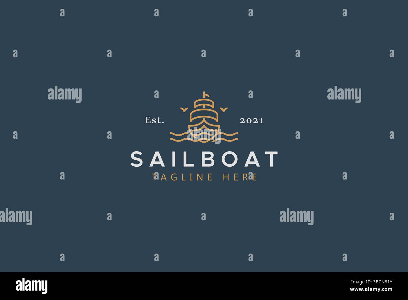 Modèle de logo de marque Sailboat Marine Company Illustration de Vecteur