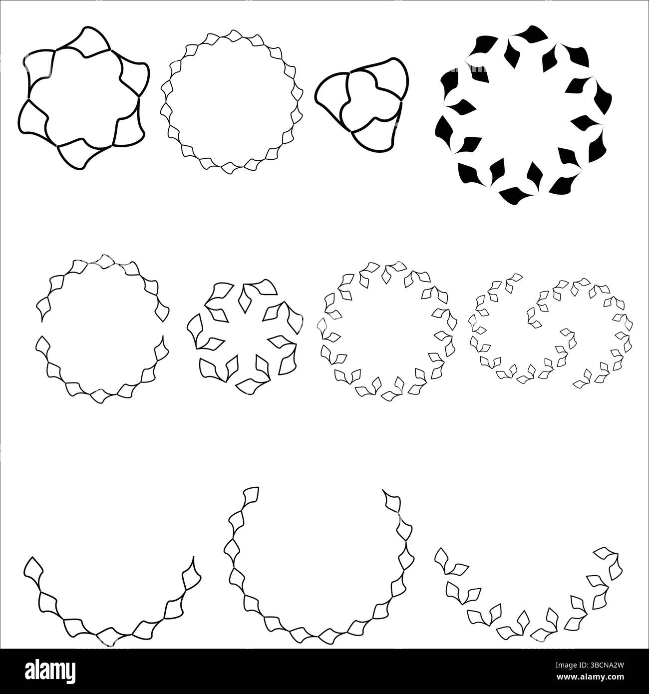 Agencements en boucle assortis avec répétitions à base de pétales tourbillonnantes et structures décoratives Light-Line Illustration de Vecteur