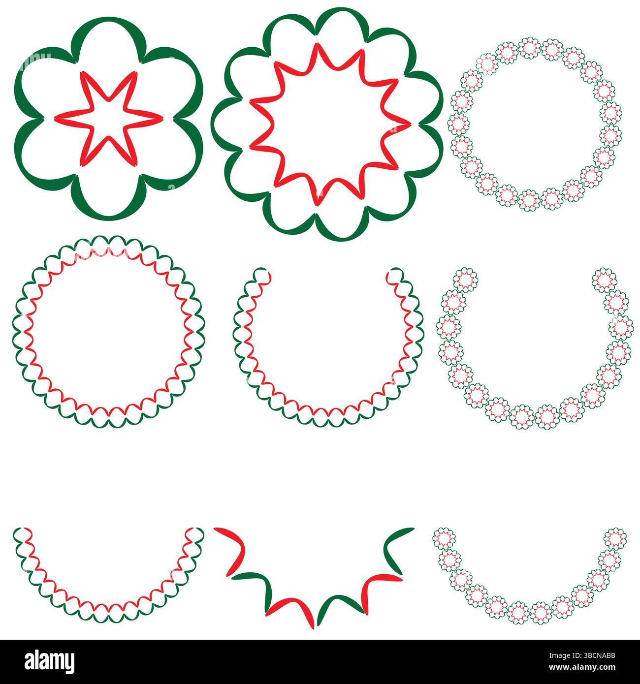 Cadres circulaires colorés inspirés de fleurs et graphiques de bordure dans des styles festifs pour une utilisation graphique créative Illustration de Vecteur