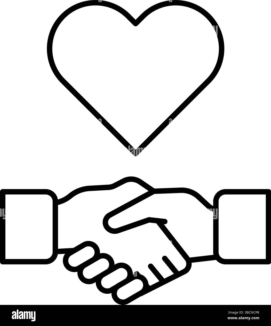 Une main secouant un cœur. Concept d'amitié et de confiance Illustration de Vecteur