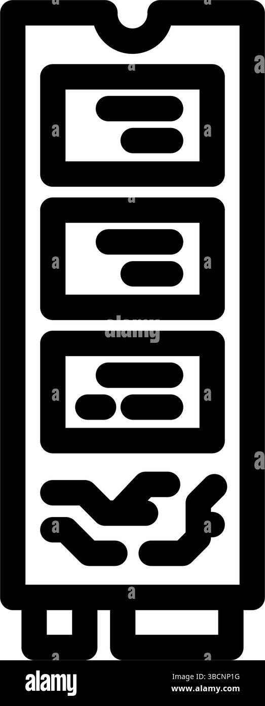 illustration vectorielle d'icône de ligne de pc de jeu de stockage ssd haute vitesse Illustration de Vecteur