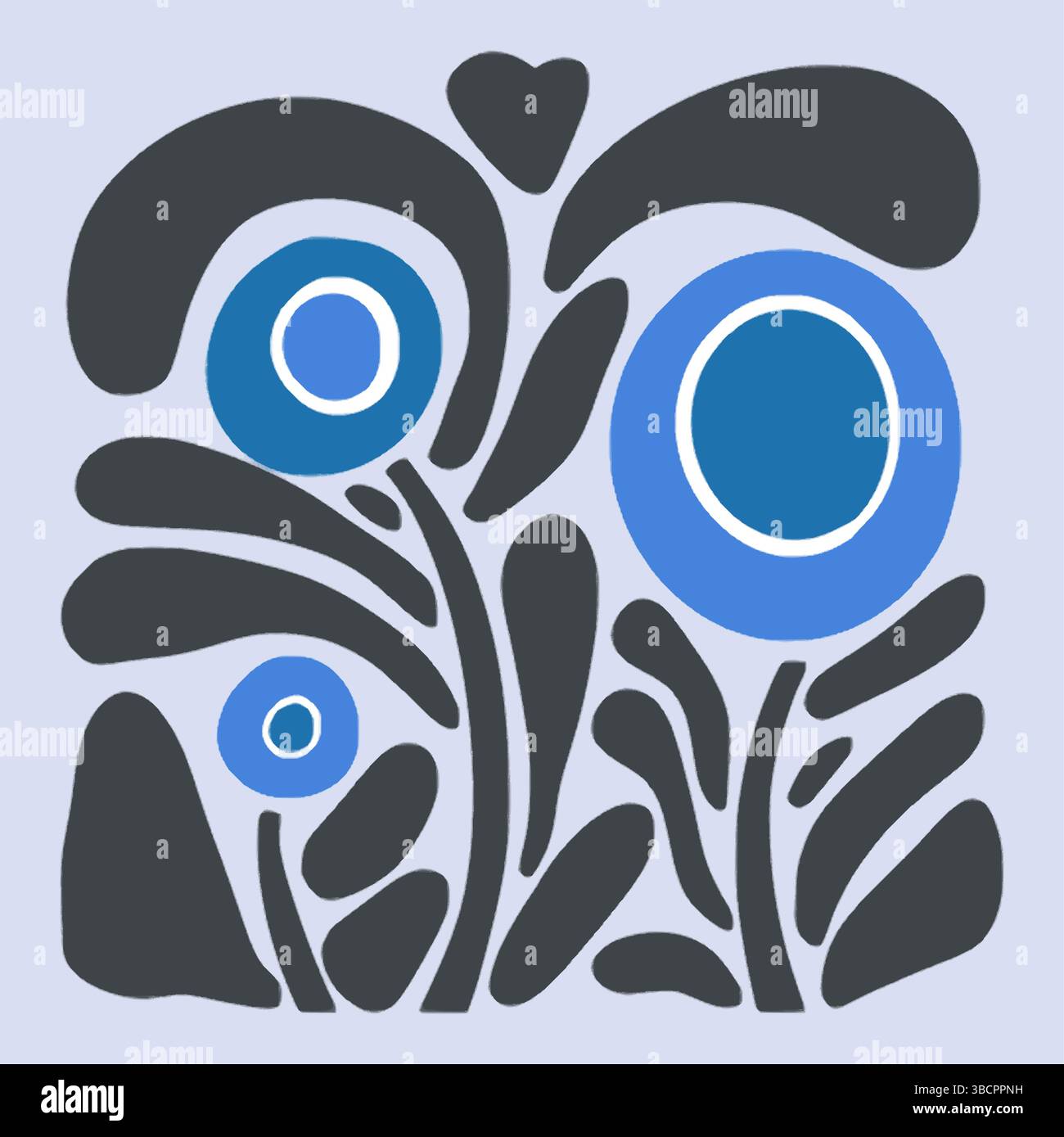 Illustration vectorielle noire florale bleue Illustration de Vecteur