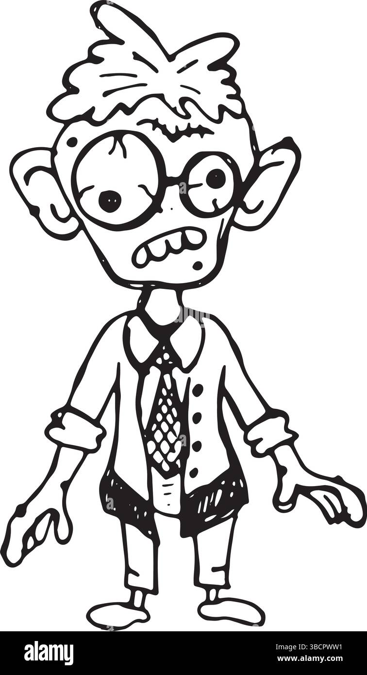 Illustration vectorielle isolée dessinée à la main par Halloween sur le fond blanc. Illustration de Vecteur