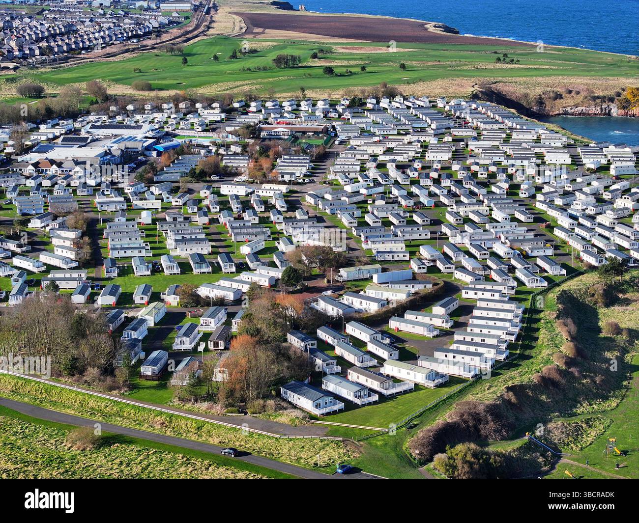 Vue aérienne par drone du Haven Holiday Centre Berwick-upon-Tweed Banque D'Images